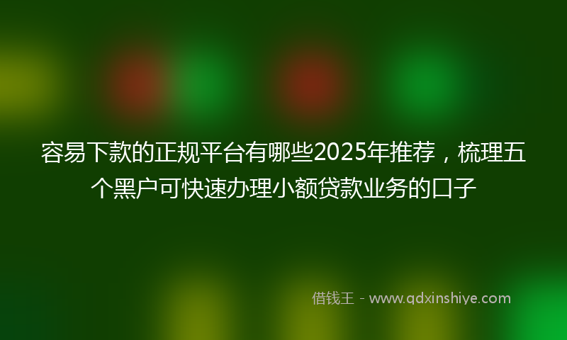 容易下款的正规平台有哪些2025年推荐，梳理五个黑户可快速办理小额贷款业务的口子