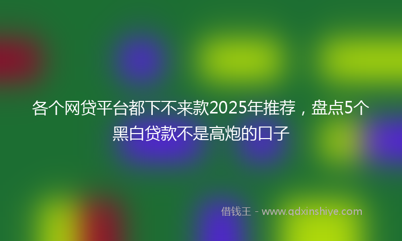 各个网贷平台都下不来款2025年推荐，盘点5个黑白贷款不是高炮的口子