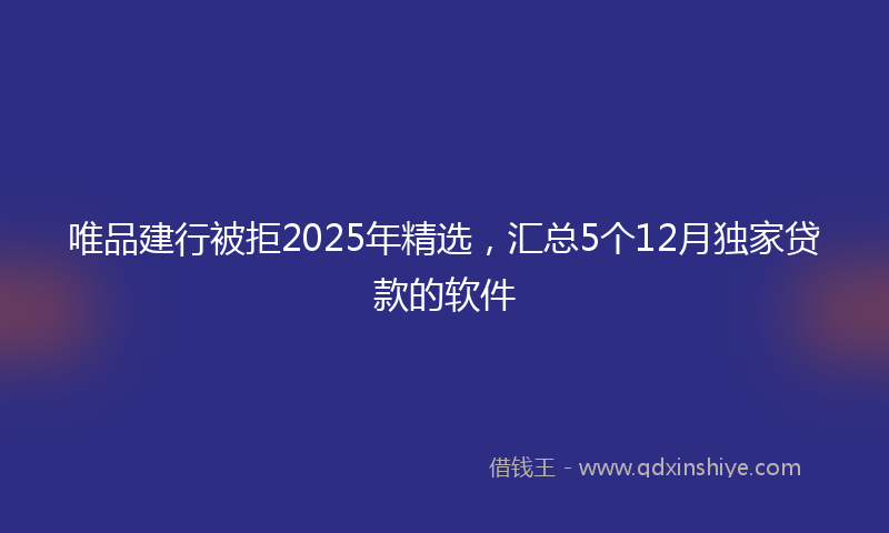 唯品建行被拒2025年精选，汇总5个12月独家贷款的软件