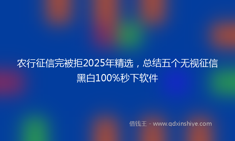 农行征信完被拒2025年精选，总结五个无视征信黑白100%秒下软件