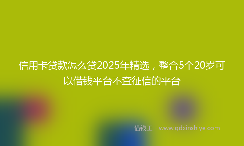 信用卡贷款怎么贷2025年精选，整合5个20岁可以借钱平台不查征信的平台