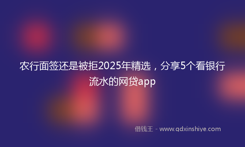 农行面签还是被拒2025年精选，分享5个看银行流水的网贷app