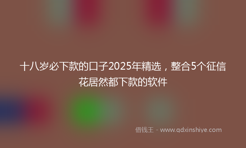 十八岁必下款的口子2025年精选，整合5个征信花居然都下款的软件
