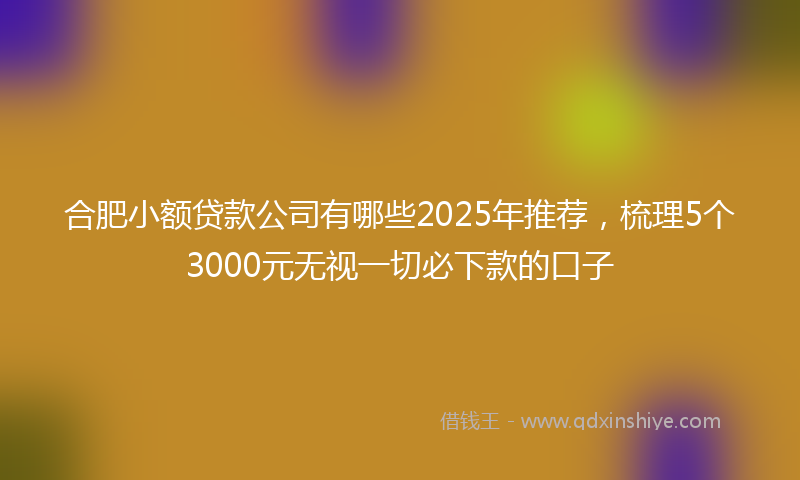 合肥小额贷款公司有哪些2025年推荐，梳理5个3000元无视一切必下款的口子