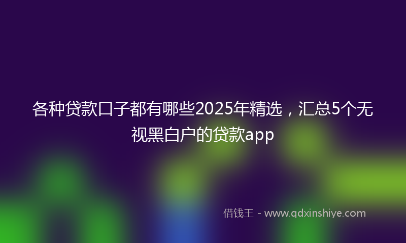 各种贷款口子都有哪些2025年精选，汇总5个无视黑白户的贷款app