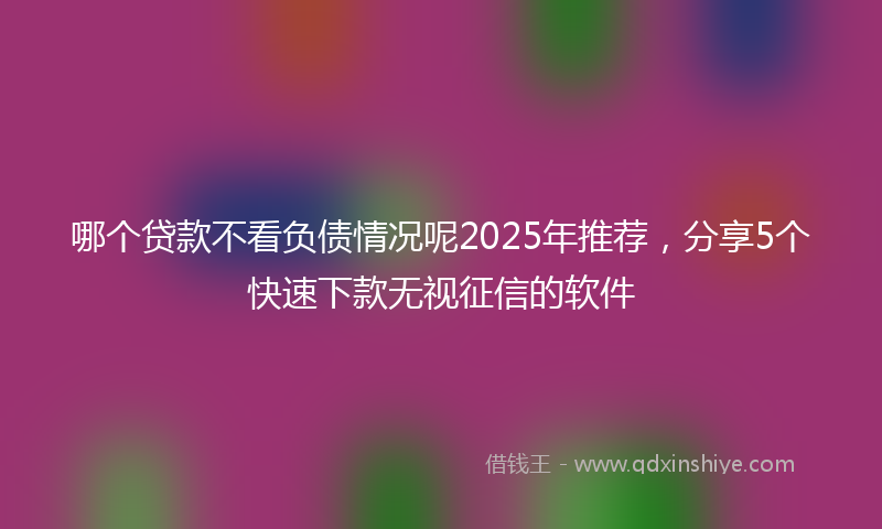 哪个贷款不看负债情况呢2025年推荐，分享5个快速下款无视征信的软件
