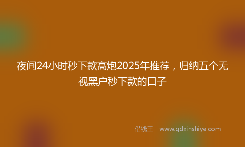 夜间24小时秒下款高炮2025年推荐，归纳五个无视黑户秒下款的口子