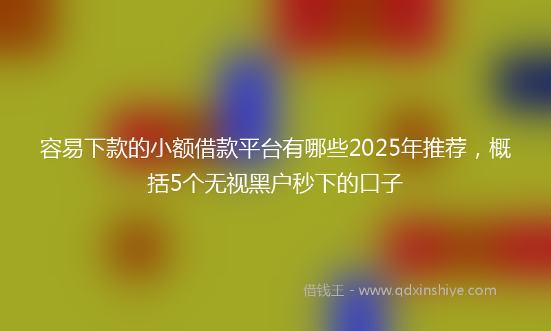 容易下款的小额借款平台有哪些2025年推荐，概括5个无视黑户秒下的口子