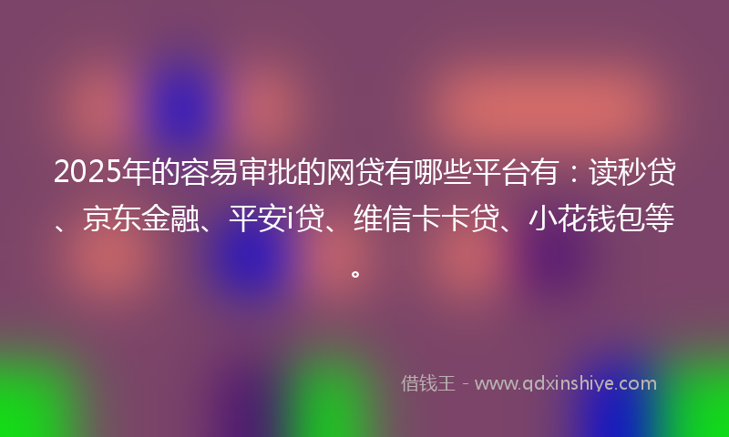 2025年的容易审批的网贷有哪些平台有：读秒贷、京东金融、平安i贷、维信卡卡贷、小花钱包等。