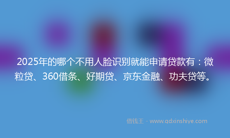 2025年的哪个不用人脸识别就能申请贷款有：微粒贷、360借条、好期贷、京东金融、功夫贷等。