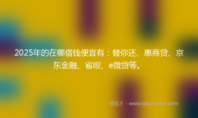 2025年的在哪借钱便宜有：替你还、惠商贷、京东金融、省呗、e微贷等。