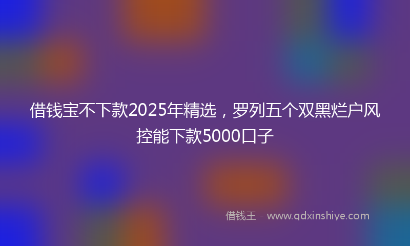借钱宝不下款2025年精选，罗列五个双黑烂户风控能下款5000口子