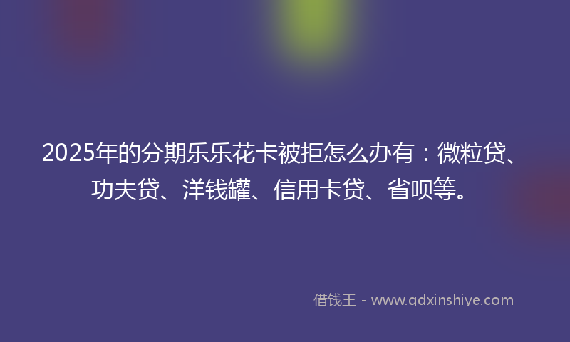 2025年的分期乐乐花卡被拒怎么办有：微粒贷、功夫贷、洋钱罐、信用卡贷、省呗等。