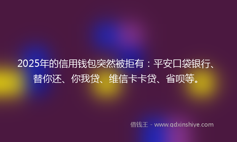 2025年的信用钱包突然被拒有：平安口袋银行、替你还、你我贷、维信卡卡贷、省呗等。