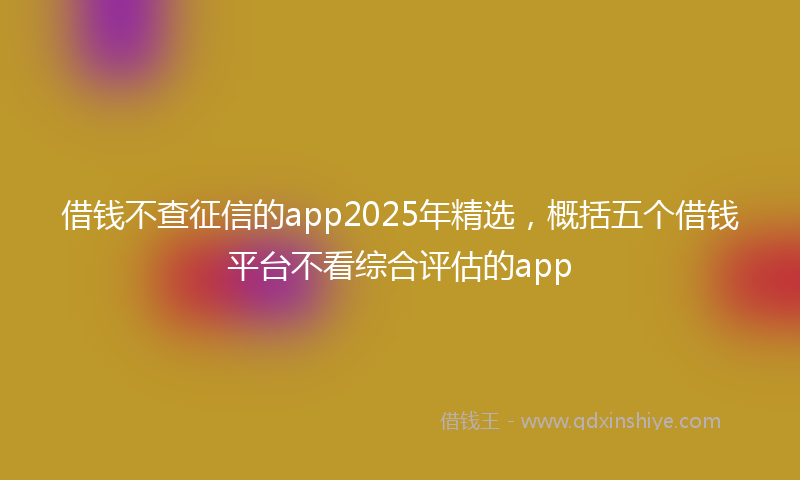 借钱不查征信的app2025年精选，概括五个借钱平台不看综合评估的app