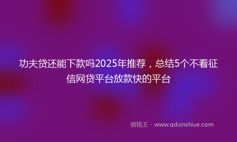 功夫贷还能下款吗2025年推荐，总结5个不看征信网贷平台放款快的平台