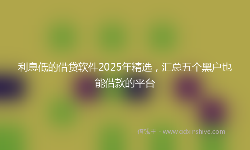 利息低的借贷软件2025年精选，汇总五个黑户也能借款的平台