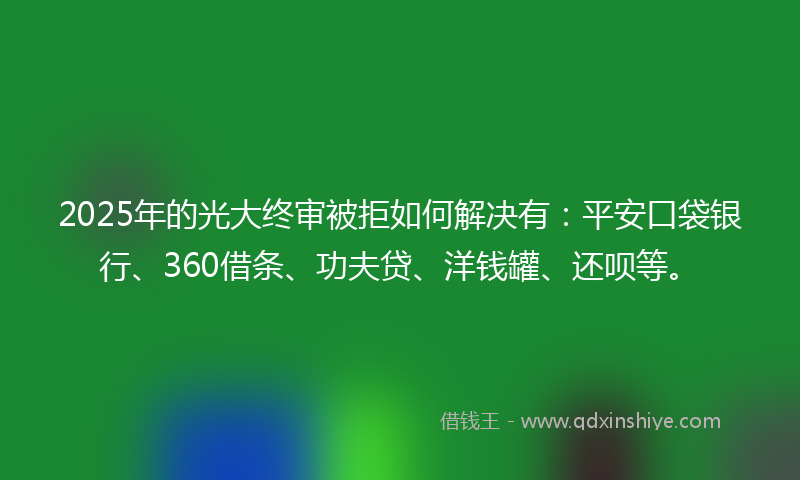 2025年的光大终审被拒如何解决有：平安口袋银行、360借条、功夫贷、洋钱罐、还呗等。