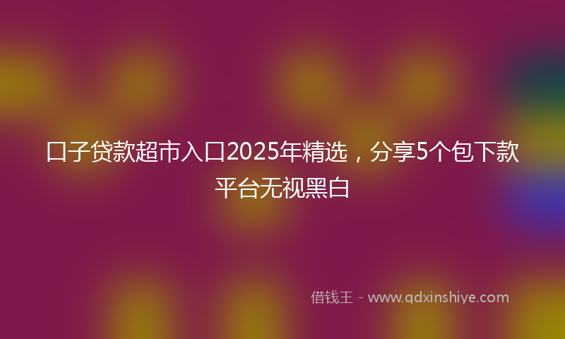 口子贷款超市入口2025年精选，分享5个包下款平台无视黑白