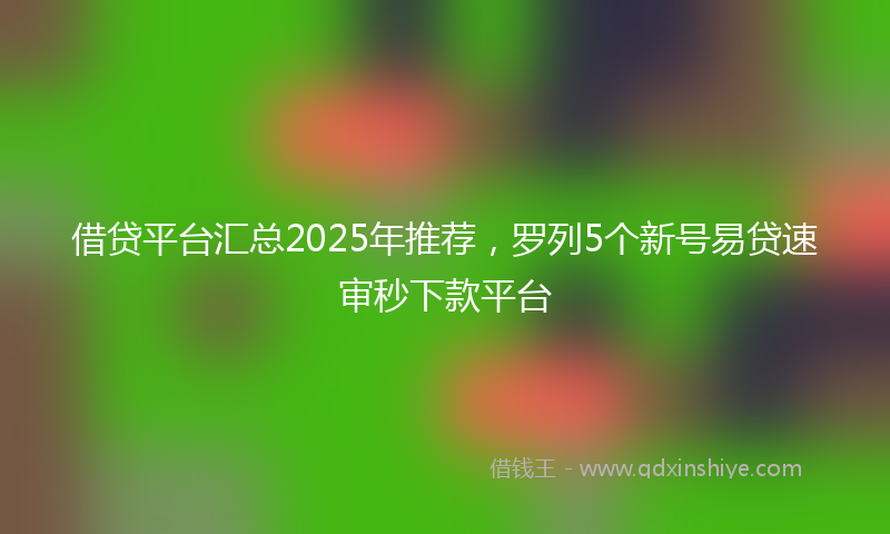 借贷平台汇总2025年推荐，罗列5个新号易贷速审秒下款平台