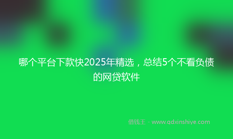 哪个平台下款快2025年精选，总结5个不看负债的网贷软件