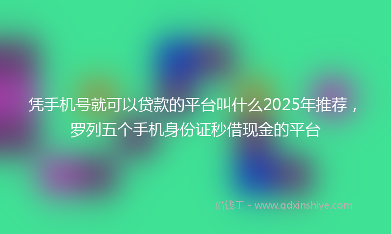凭手机号就可以贷款的平台叫什么2025年推荐，罗列五个手机身份证秒借现金的平台