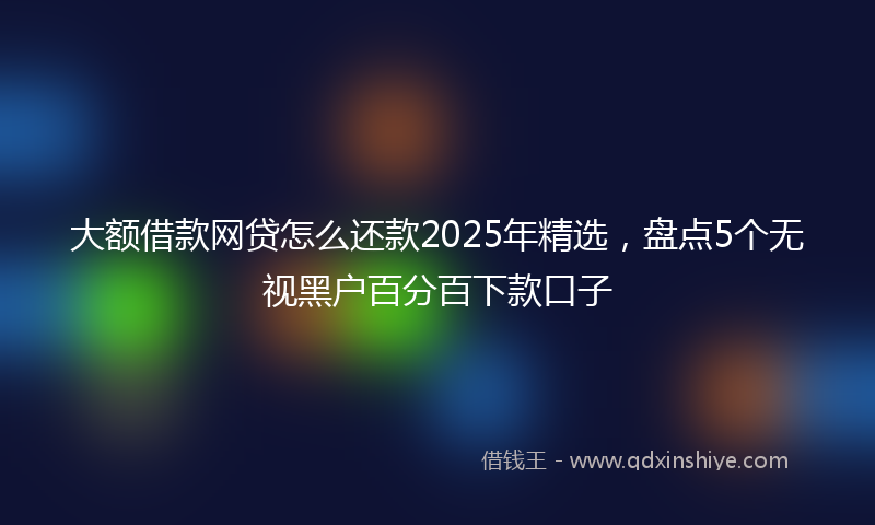 大额借款网贷怎么还款2025年精选，盘点5个无视黑户百分百下款口子