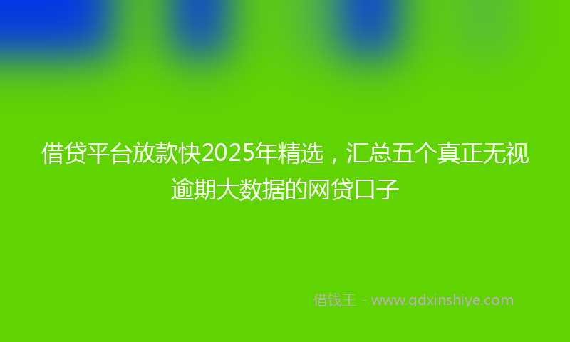借贷平台放款快2025年精选，汇总五个真正无视逾期大数据的网贷口子