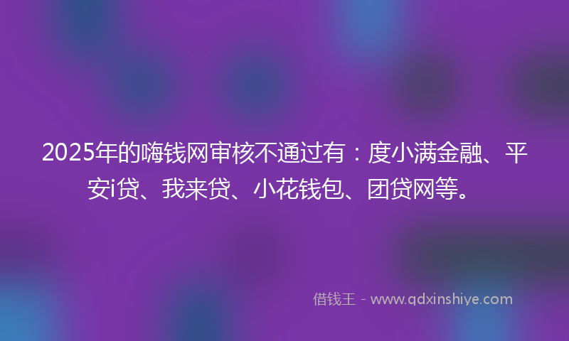 2025年的嗨钱网审核不通过有：度小满金融、平安i贷、我来贷、小花钱包、团贷网等。