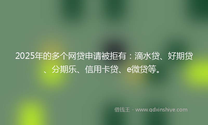 2025年的多个网贷申请被拒有：滴水贷、好期贷、分期乐、信用卡贷、e微贷等。