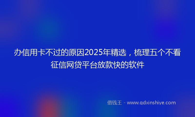 办信用卡不过的原因2025年精选，梳理五个不看征信网贷平台放款快的软件