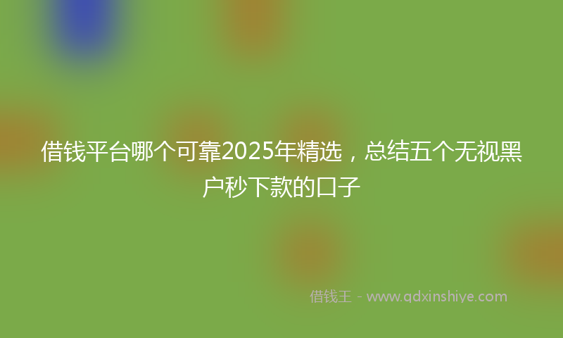 借钱平台哪个可靠2025年精选，总结五个无视黑户秒下款的口子