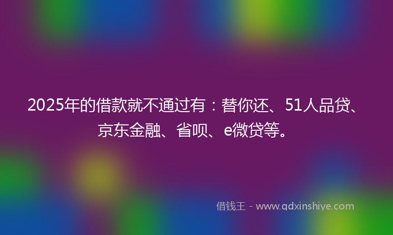 2025年的借款就不通过有：替你还、51人品贷、京东金融、省呗、e微贷等。