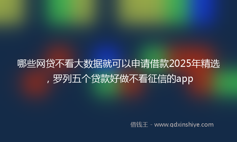 哪些网贷不看大数据就可以申请借款2025年精选，罗列五个贷款好做不看征信的app