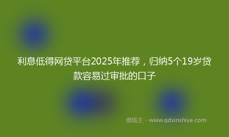 利息低得网贷平台2025年推荐，归纳5个19岁贷款容易过审批的口子
