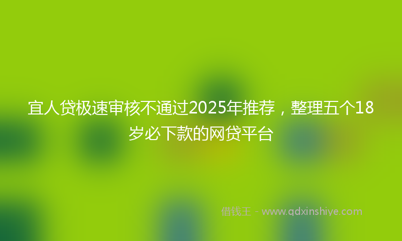 宜人贷极速审核不通过2025年推荐，整理五个18岁必下款的网贷平台