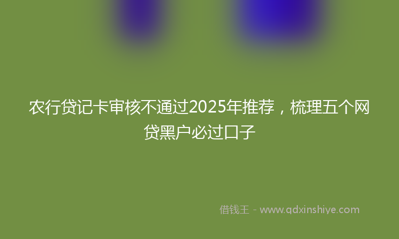 农行贷记卡审核不通过2025年推荐，梳理五个网贷黑户必过口子