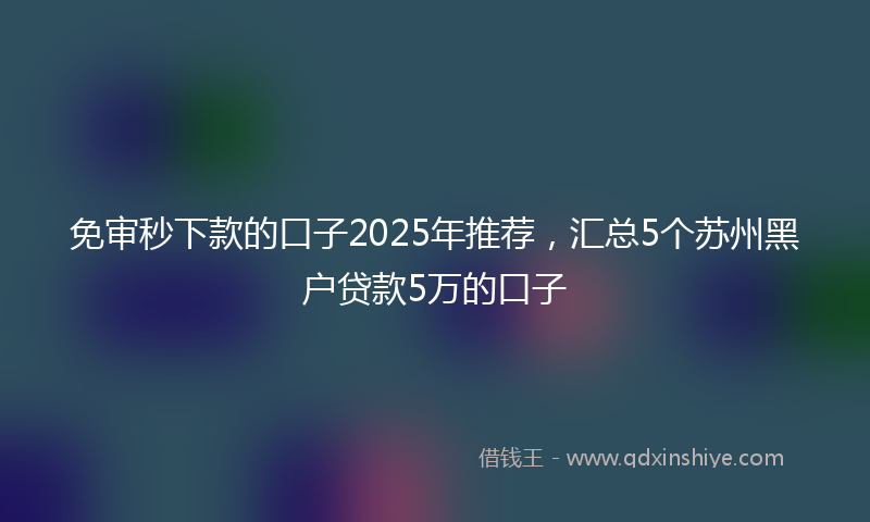 免审秒下款的口子2025年推荐，汇总5个苏州黑户贷款5万的口子