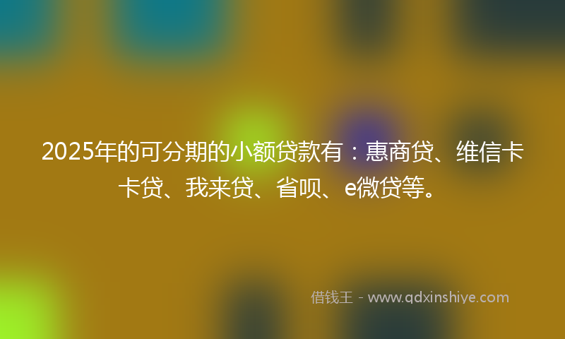2025年的可分期的小额贷款有：惠商贷、维信卡卡贷、我来贷、省呗、e微贷等。