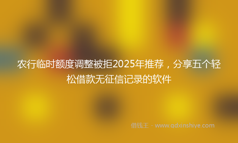 农行临时额度调整被拒2025年推荐，分享五个轻松借款无征信记录的软件
