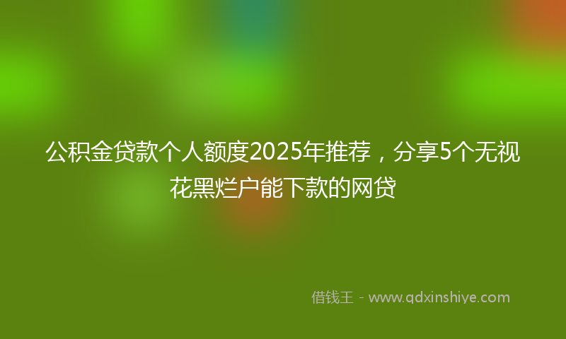 公积金贷款个人额度2025年推荐，分享5个无视花黑烂户能下款的网贷