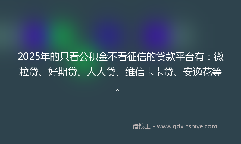 2025年的只看公积金不看征信的贷款平台有：微粒贷、好期贷、人人贷、维信卡卡贷、安逸花等。