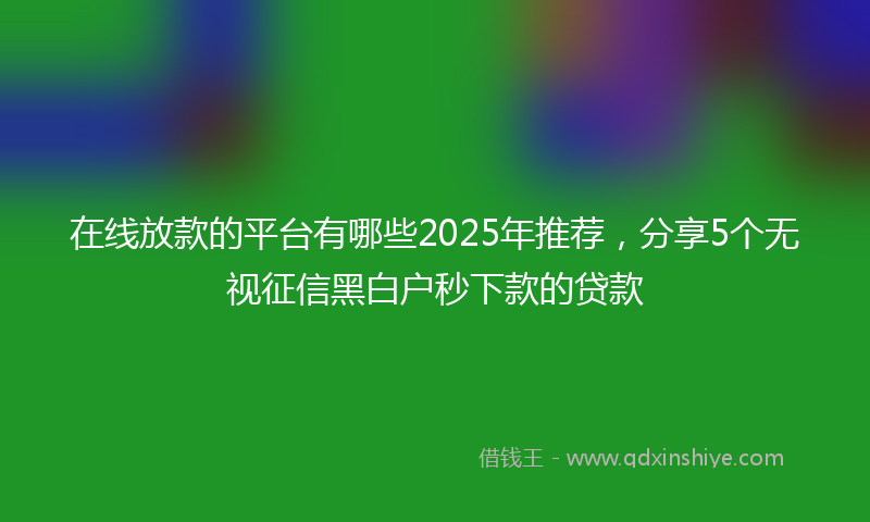 在线放款的平台有哪些2025年推荐，分享5个无视征信黑白户秒下款的贷款