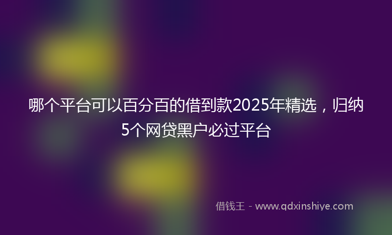 哪个平台可以百分百的借到款2025年精选，归纳5个网贷黑户必过平台