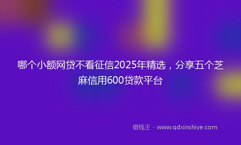 哪个小额网贷不看征信2025年精选，分享五个芝麻信用600贷款平台