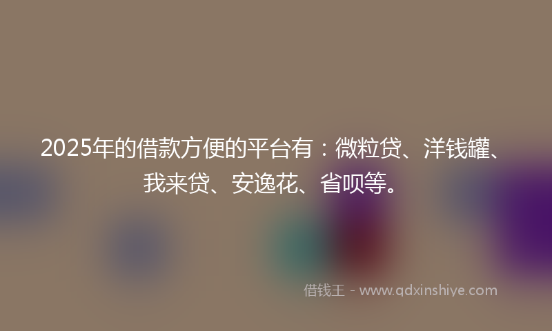 2025年的借款方便的平台有：微粒贷、洋钱罐、我来贷、安逸花、省呗等。
