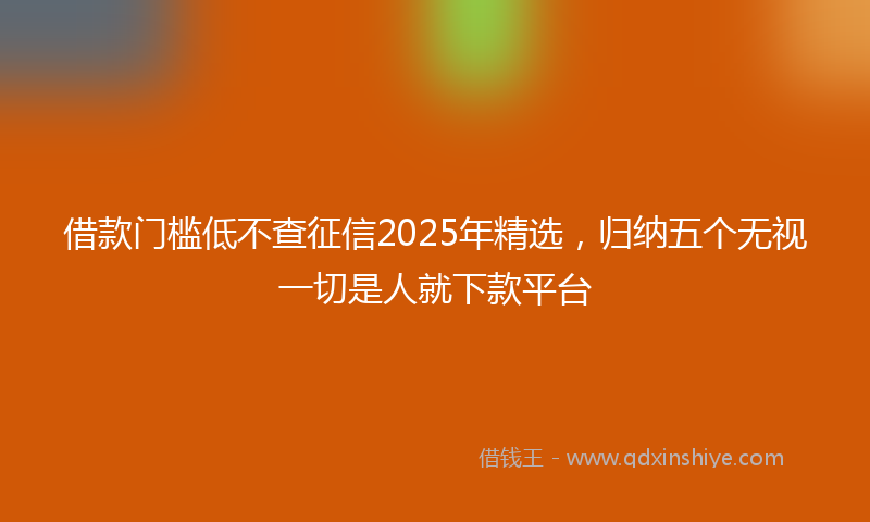 借款门槛低不查征信2025年精选，归纳五个无视一切是人就下款平台