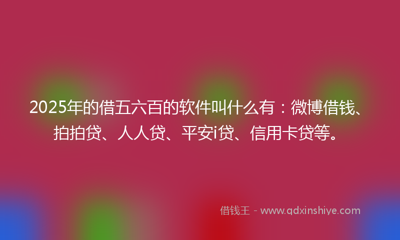 2025年的借五六百的软件叫什么有：微博借钱、拍拍贷、人人贷、平安i贷、信用卡贷等。