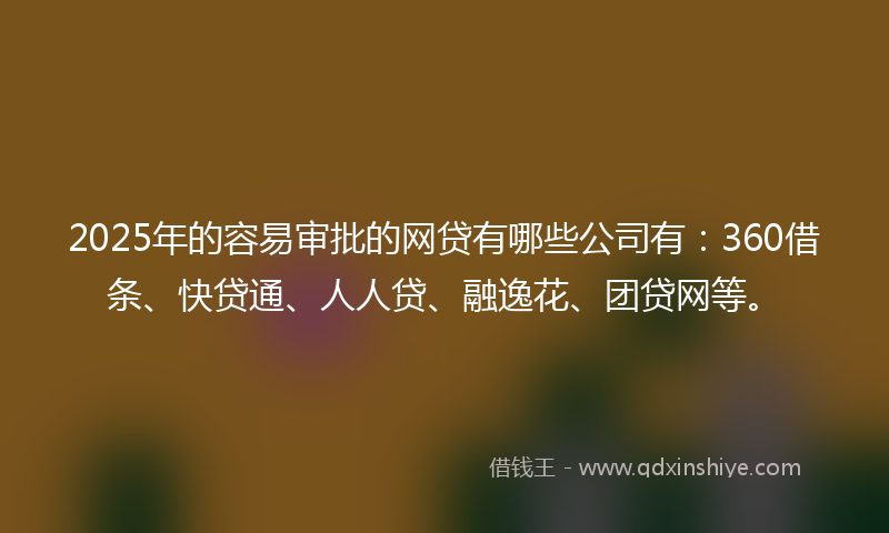 2025年的容易审批的网贷有哪些公司有：360借条、快贷通、人人贷、融逸花、团贷网等。