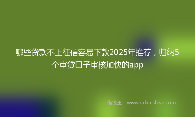 哪些贷款不上征信容易下款2025年推荐，归纳5个审贷口子审核加快的app